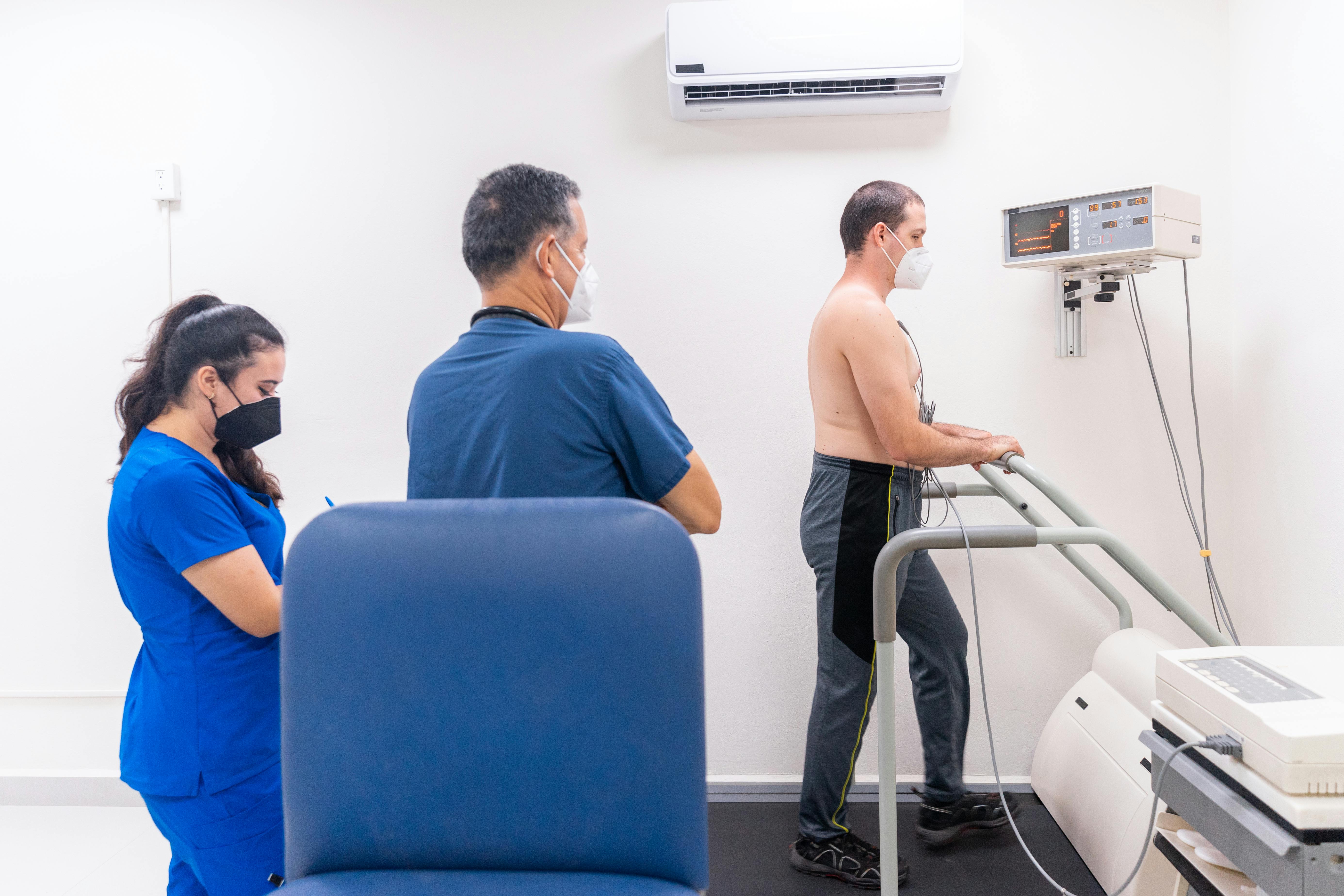 Patient undergoing cardiac stress testing